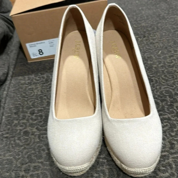J. Crew Women’s Canvas Espadrille Wedges, Color Flax (Beige), Sz 8New With Box - Picture 3 of 7